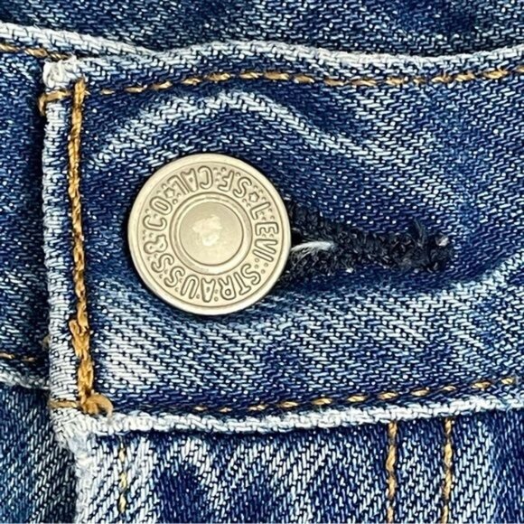 Levi's 501 premium High waisted Raw hem denim Shorts size 27 - Picture 6 of 9